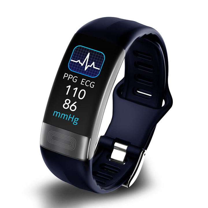 Zwarte unisex slimme armband om de pols. Trackt fitness, hartslag en dagelijkse beweging. Comfortabel en discreet.