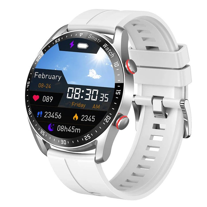 Unisex waterdichte smartwatch draagt tijdens het zwemmen, monitort activiteit en hartslag, ideaal voor watersport.