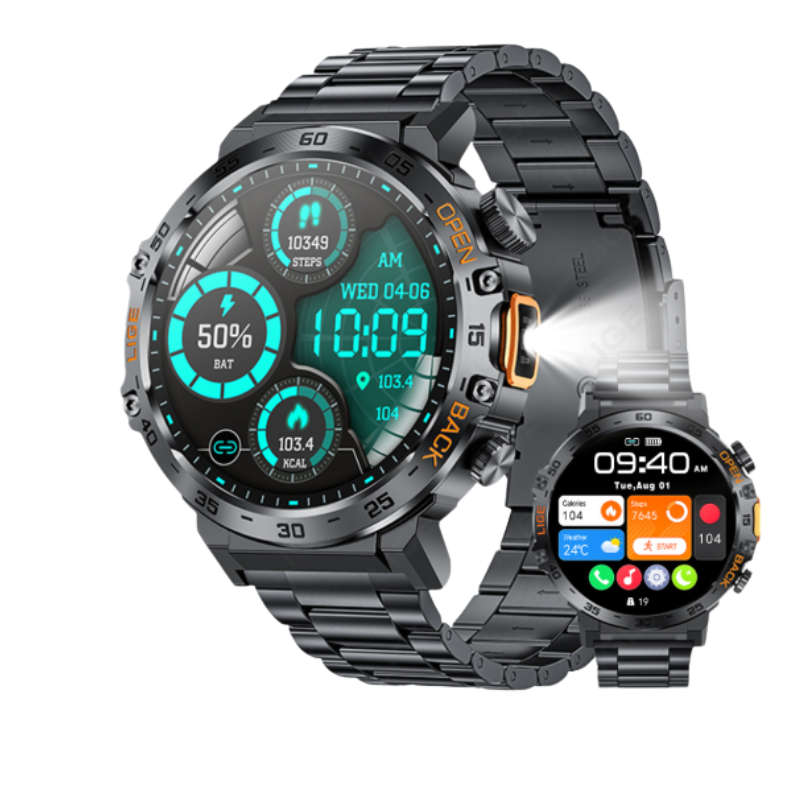 Geavanceerd AMOLED polshorloge; deze smartwatch meet hartslag, bloeddruk en bloedzuurstof.