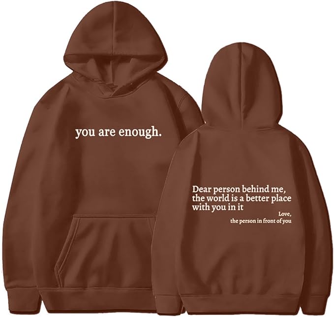 Zelfliefde Solace trui, unisex. Comfortabel sweatshirt met 'Jij Bent Genoeg' print. Trendy, inspirerend cadeau.