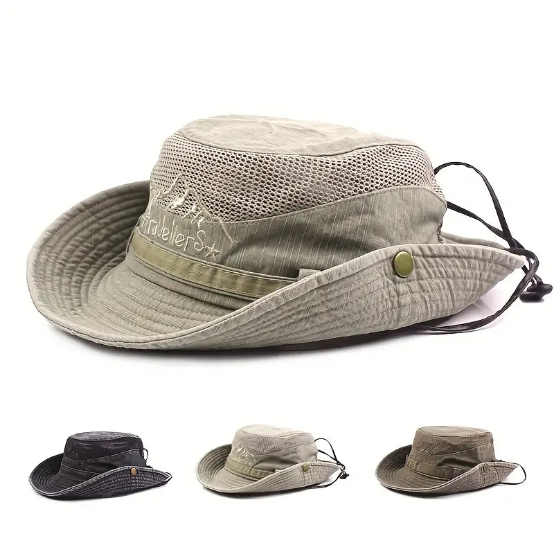 Unisex Solantra zonnehoed, brede rand, UV-bescherming. Ideaal voor wandelen, strand en outdoor activiteiten.
