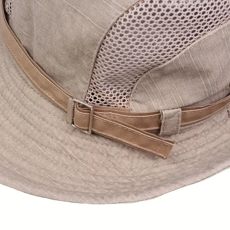 Veelzijdige Solantra zonnehoed, unisex. Brede rand, opvouwbaar. Perfect voor strand, wandelen en outdoor gebruik.
