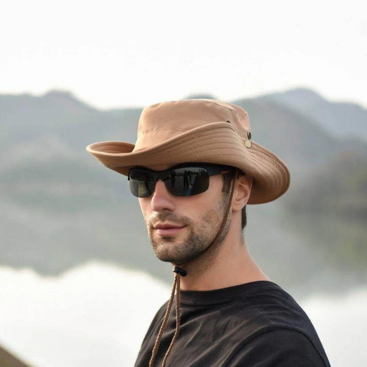 Praktische outdoor buckethat, opvouwbaar, UV-bescherming, unisex, perfect voor kamperen.