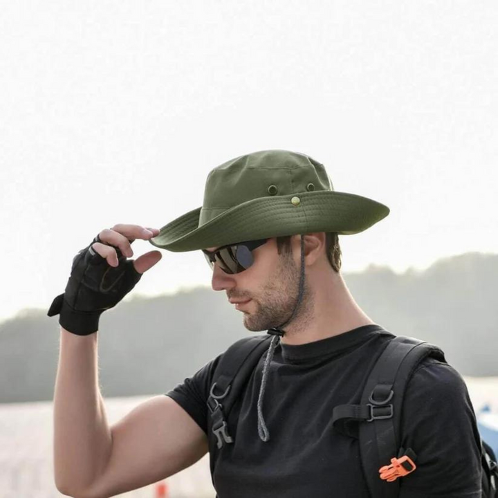Stormtrail outdoor buckethat met UV-bescherming, waterafstotend, opvouwbaar, ideaal voor vissen.