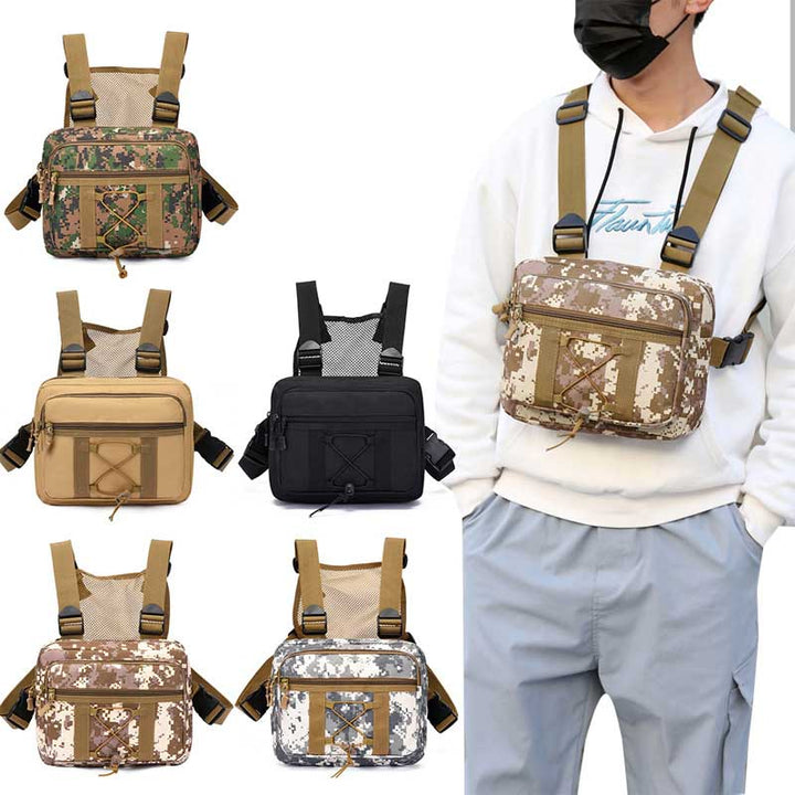 Unisex tactische borsttas, waterbestendig nylon, ideaal voor outdoor avonturen en utility.