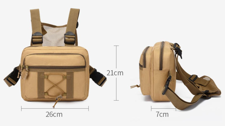 Waterbestendige outdoor chest rig bag met meerdere compartimenten, essentieel voor elk avontuur.
