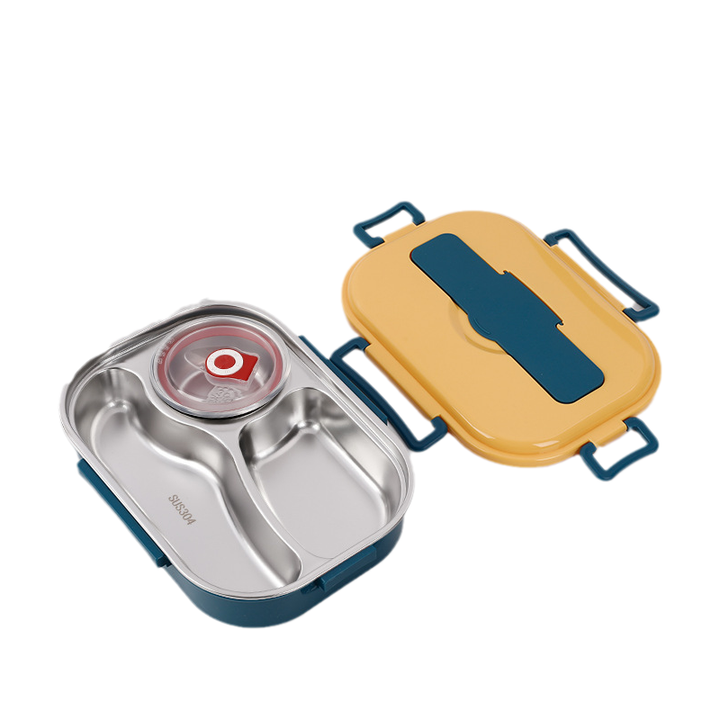 Unisex thermische RVS bento lunchbox met compartimenten voor warme maaltijden naar werk of school.