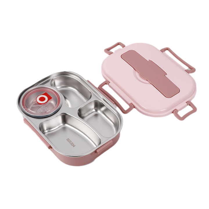 Isolatie RVS lunchbox met compartimenten; houdt uw bento maaltijd warm voor uren tijdens picknick.
