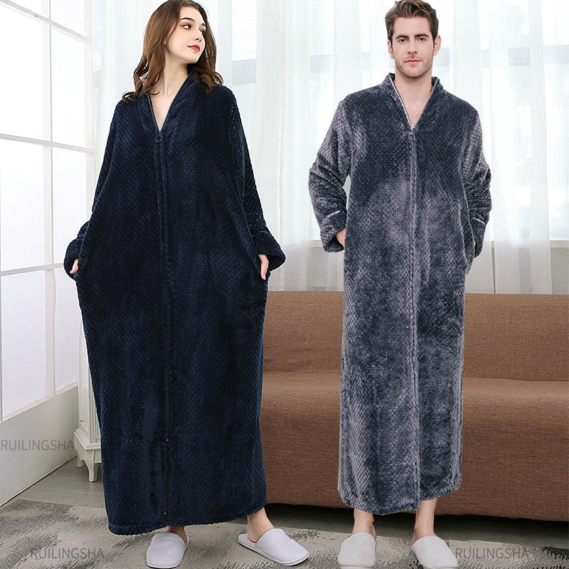 Unisex thermo badjas met rits voor ultiem comfort, warm en zacht.
