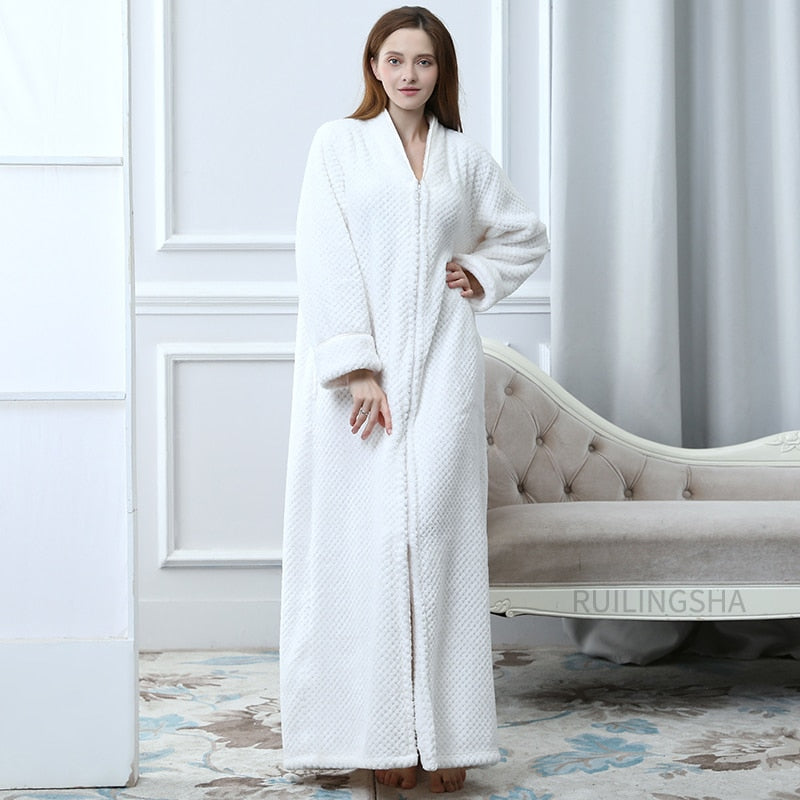 Heerlijk zachte unisex thermo badjas met rits, comfortabel en warm.
