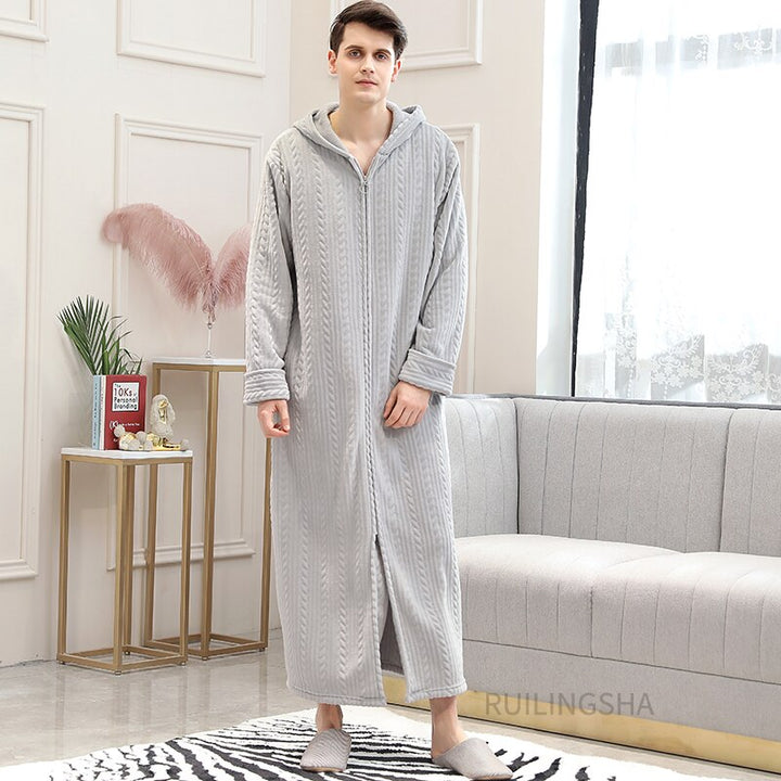 Stijlvolle heren thermo badjas met ritssluiting, comfortabel en warm.