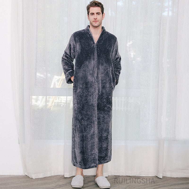 Praktische unisex badjas met rits, makkelijk aan en uit, zeer warm.