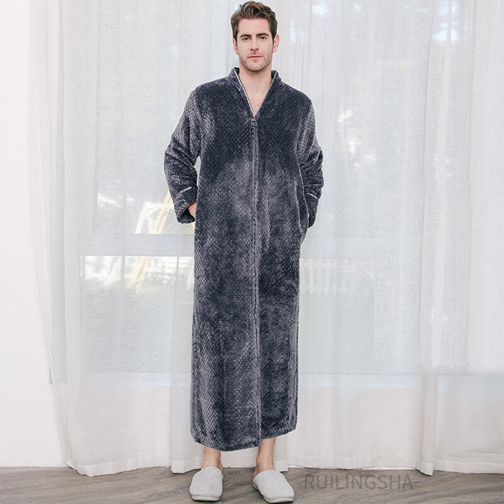 Praktische unisex badjas met rits, makkelijk aan en uit, zeer warm.