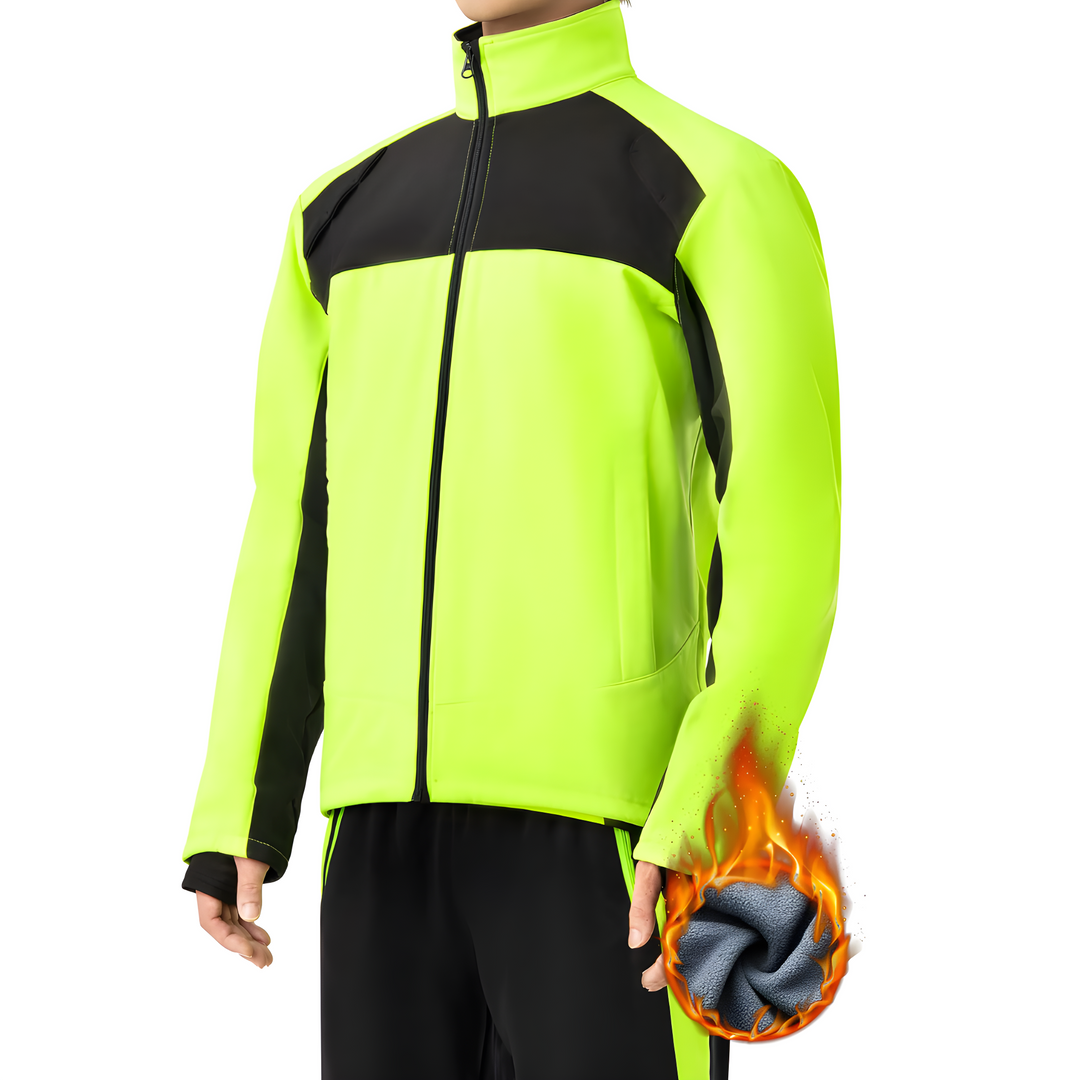 Dichtbij van waterbestendige ThermoRide thermo fietskledingstof. Comfortabel, ademend en warm voor winterfietsen.