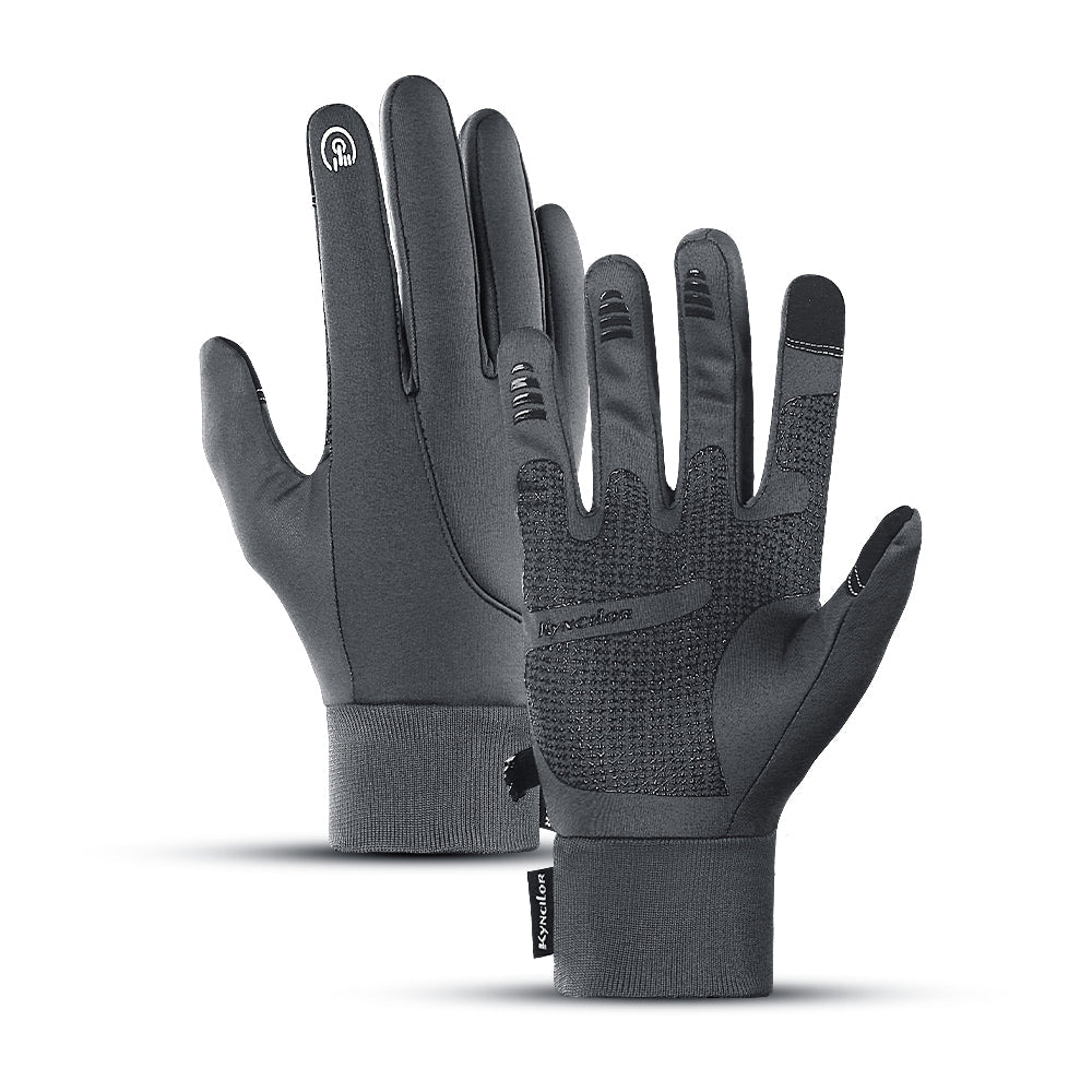 Zwarte waterdichte winterhandschoenen voor mannen en vrouwen, perfect voor outdoor sport en smartphone gebruik.