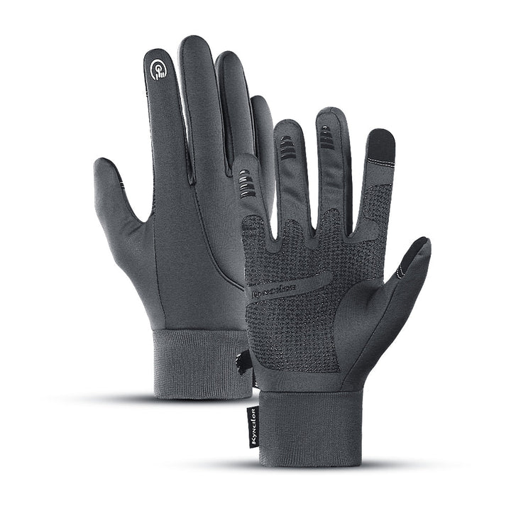 Zwarte waterdichte winterhandschoenen voor mannen en vrouwen, perfect voor outdoor sport en smartphone gebruik.
