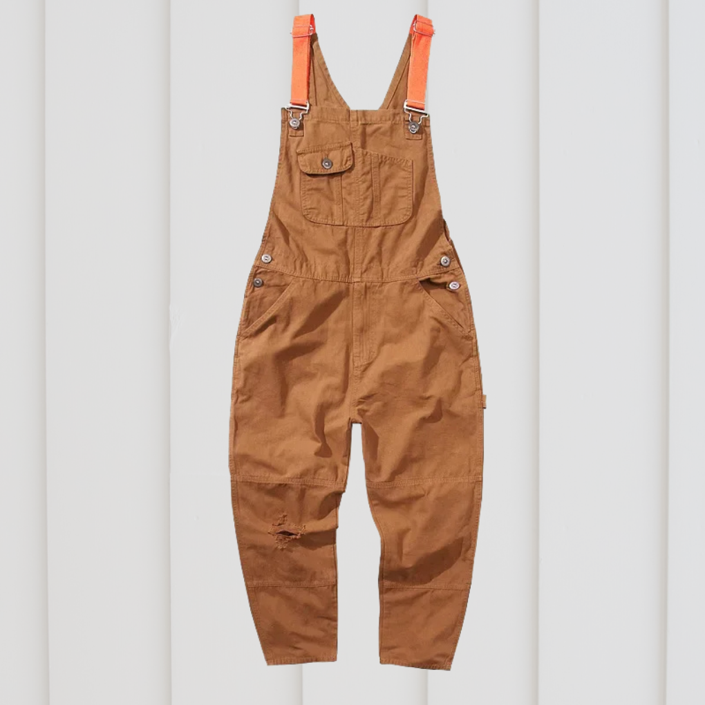 Unisex tuinbroek in beige voor comfortabel tuinieren en buitenwerk. Praktische tuinkleding overall.