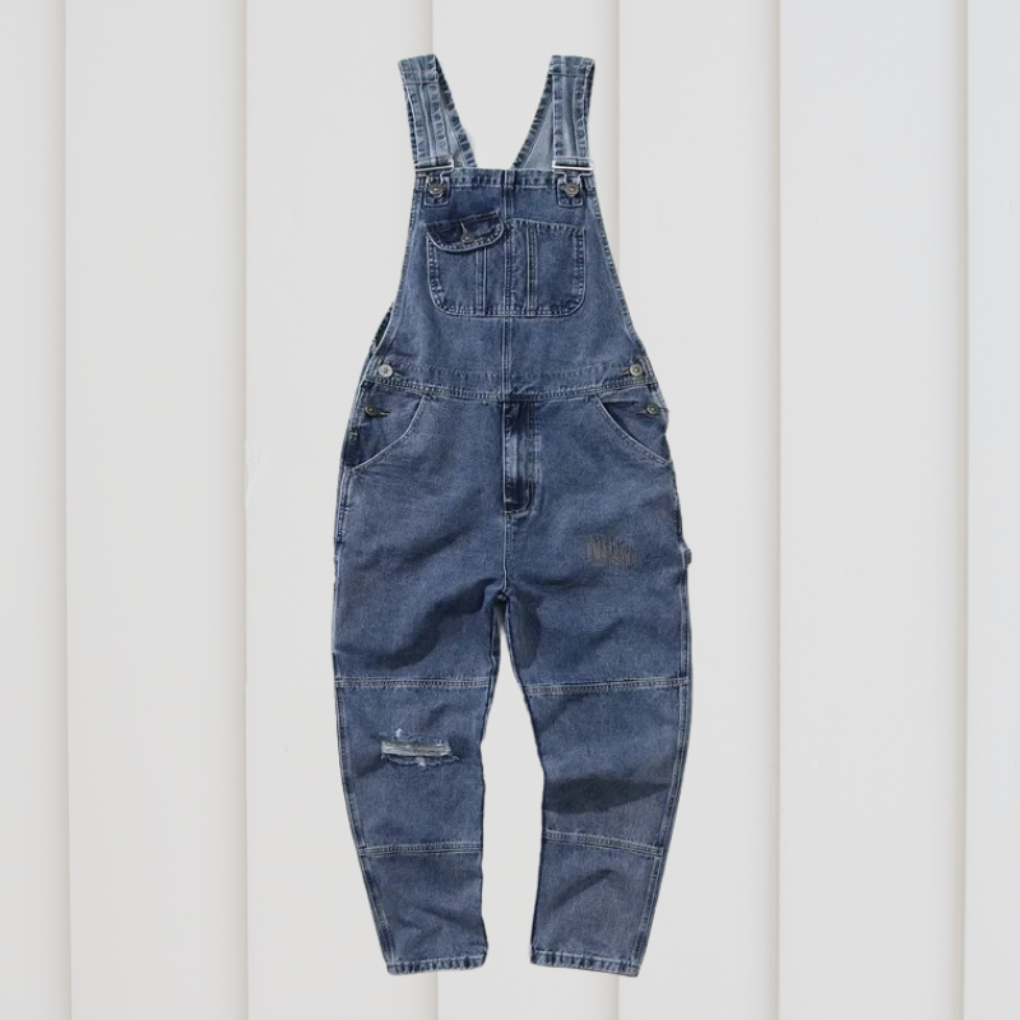 Blauwe unisex tuinbroek, ideaal als duurzame werkbroek voor tuinieren en buitenactiviteiten. Zeer comfortabel.