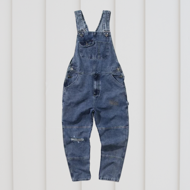 Blauwe unisex tuinbroek, ideaal als duurzame werkbroek voor tuinieren en buitenactiviteiten. Zeer comfortabel.