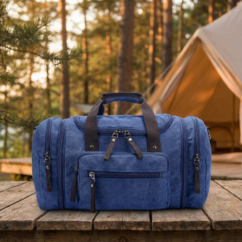 Unisex uitbreidbare canvas weekendtas, ideaal voor reizen. Duurzame reisbagage.
