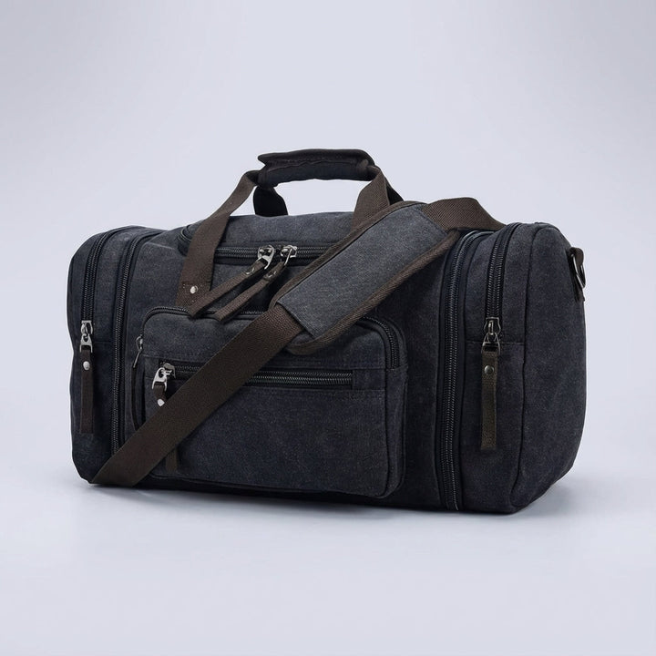 Handige canvas weekendtas voor reizen, unisex en uitbreidbaar, geschikt als handbagage.