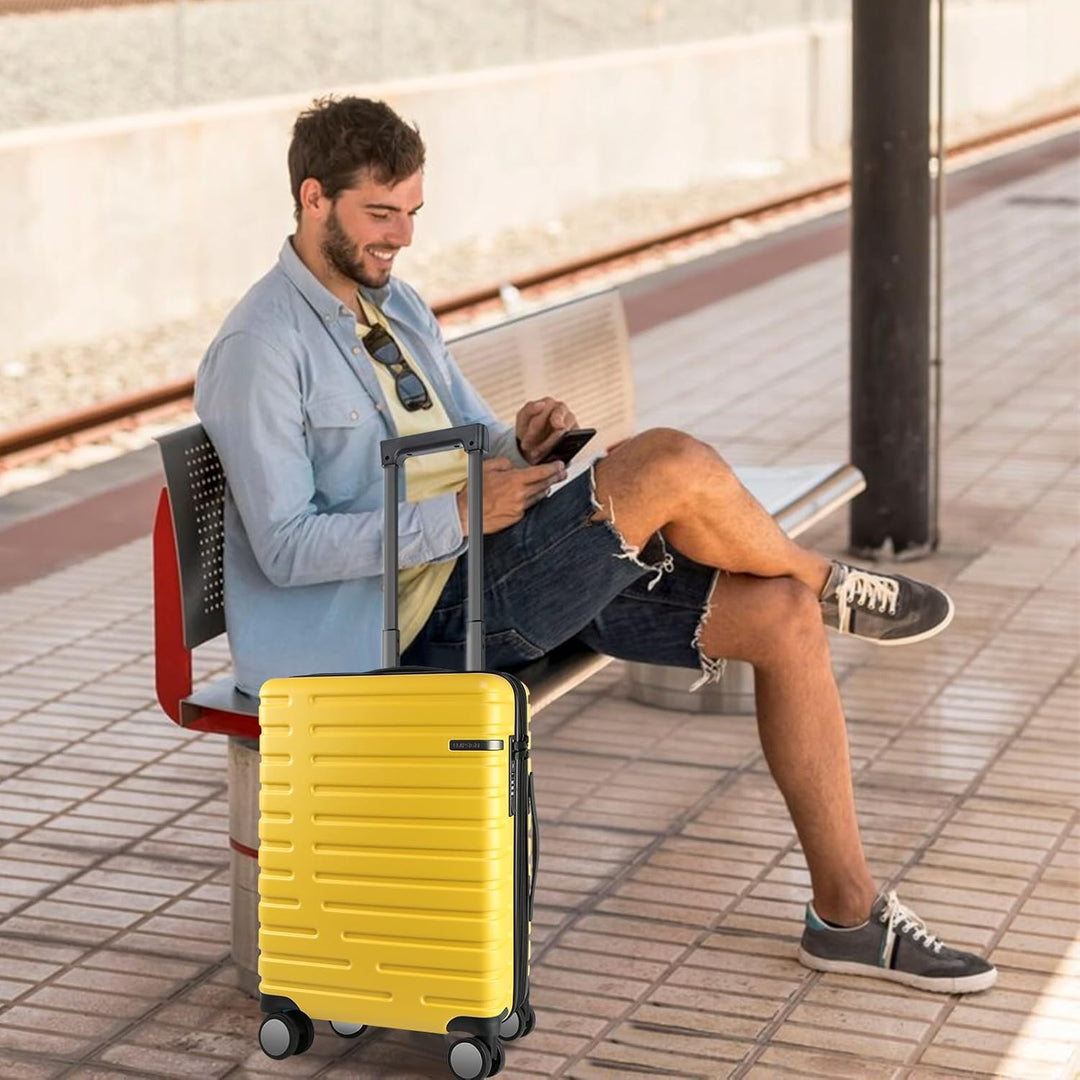 Unisex reiskoffer met flexibele harde schaal, uitbreidbaar, 360 graden spinnerwielen en TSA-slot.