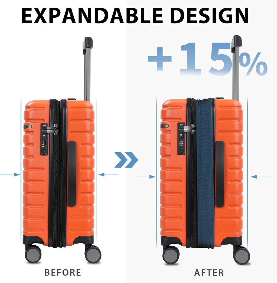 Stevige unisex uitbreidbare reiskoffer met harde schaal, spinnerwielen en gecertificeerd TSA-slot.