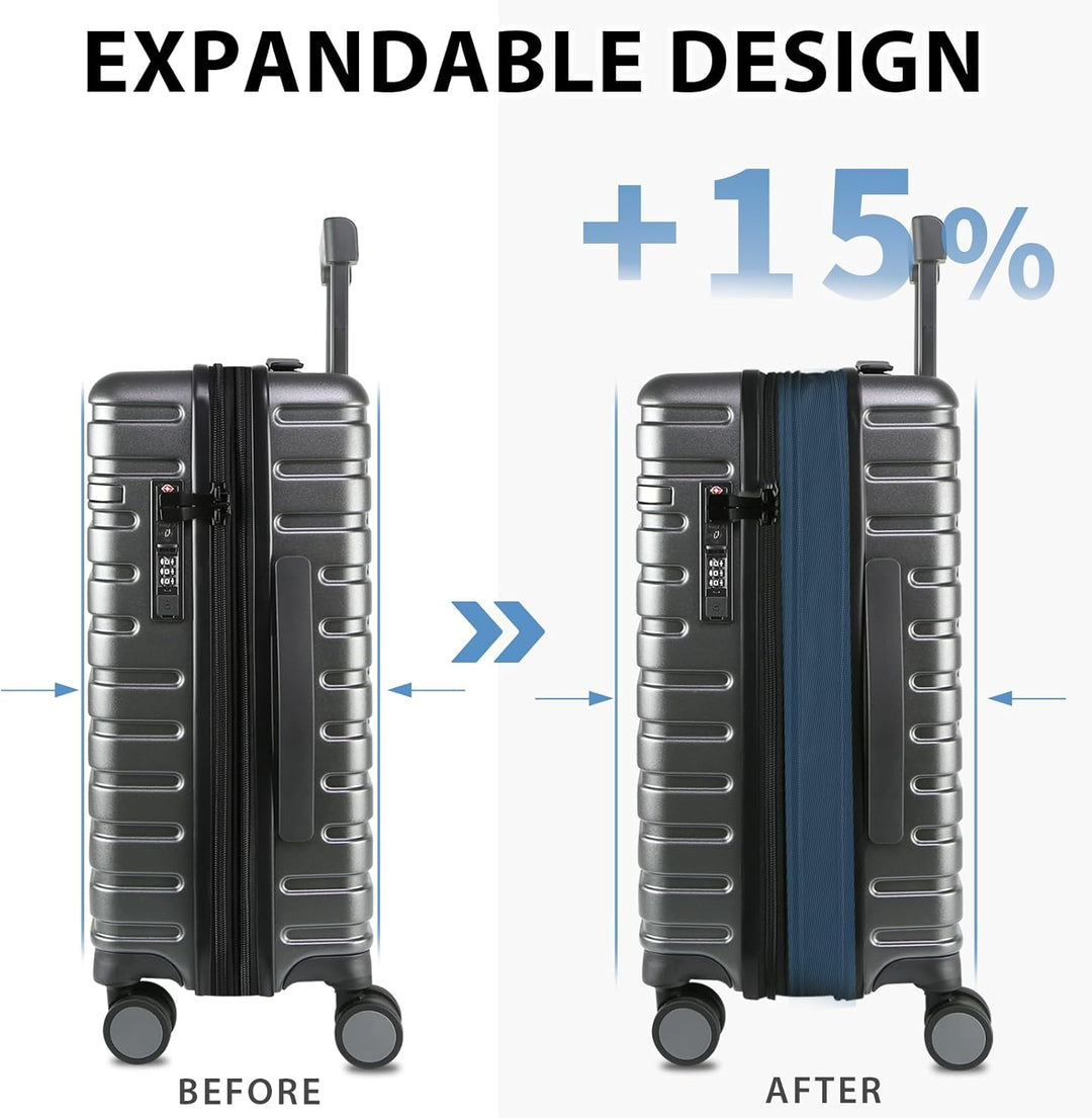 Minimalistisch design unisex reiskoffer, harde schaal, uitbreidbaar, spinnerwielen en TSA-slot.