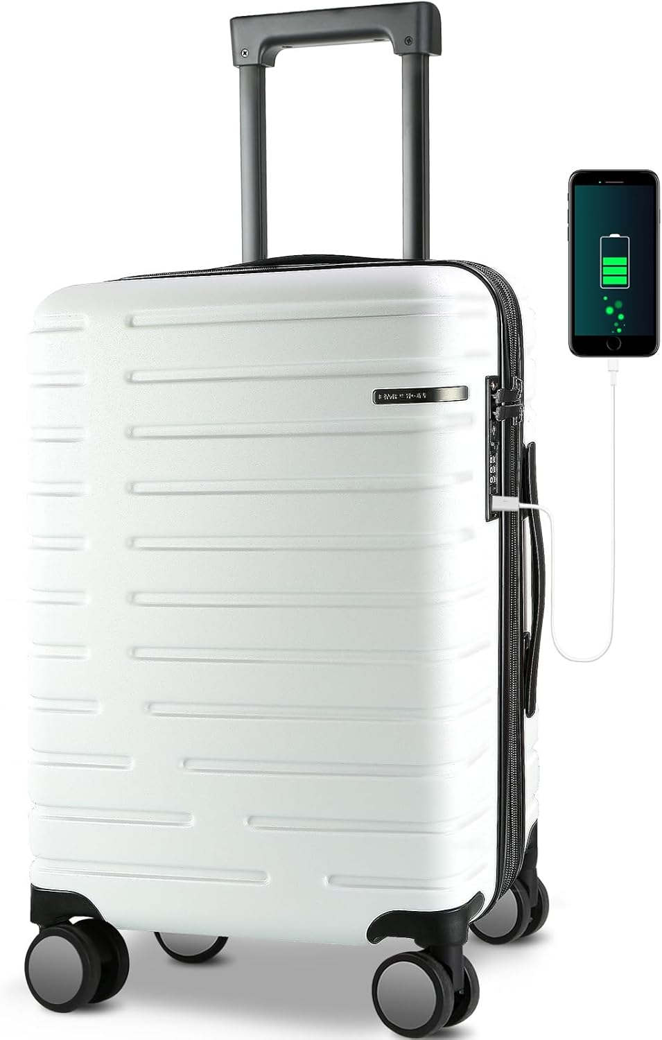 Zwarte unisex harde schaal koffer, uitbreidbaar, spinnerwielen, TSA-slot, perfect voor weekendtrips.