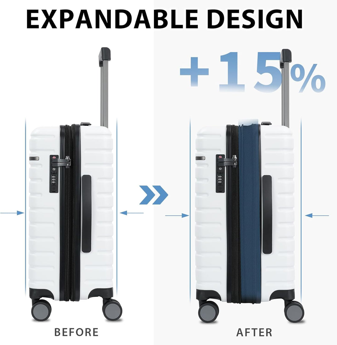 Unisex handbagage koffer, uitbreidbaar, harde schaal, spinnerwielen, TSA-slot, gemakkelijk te manoeuvreren.