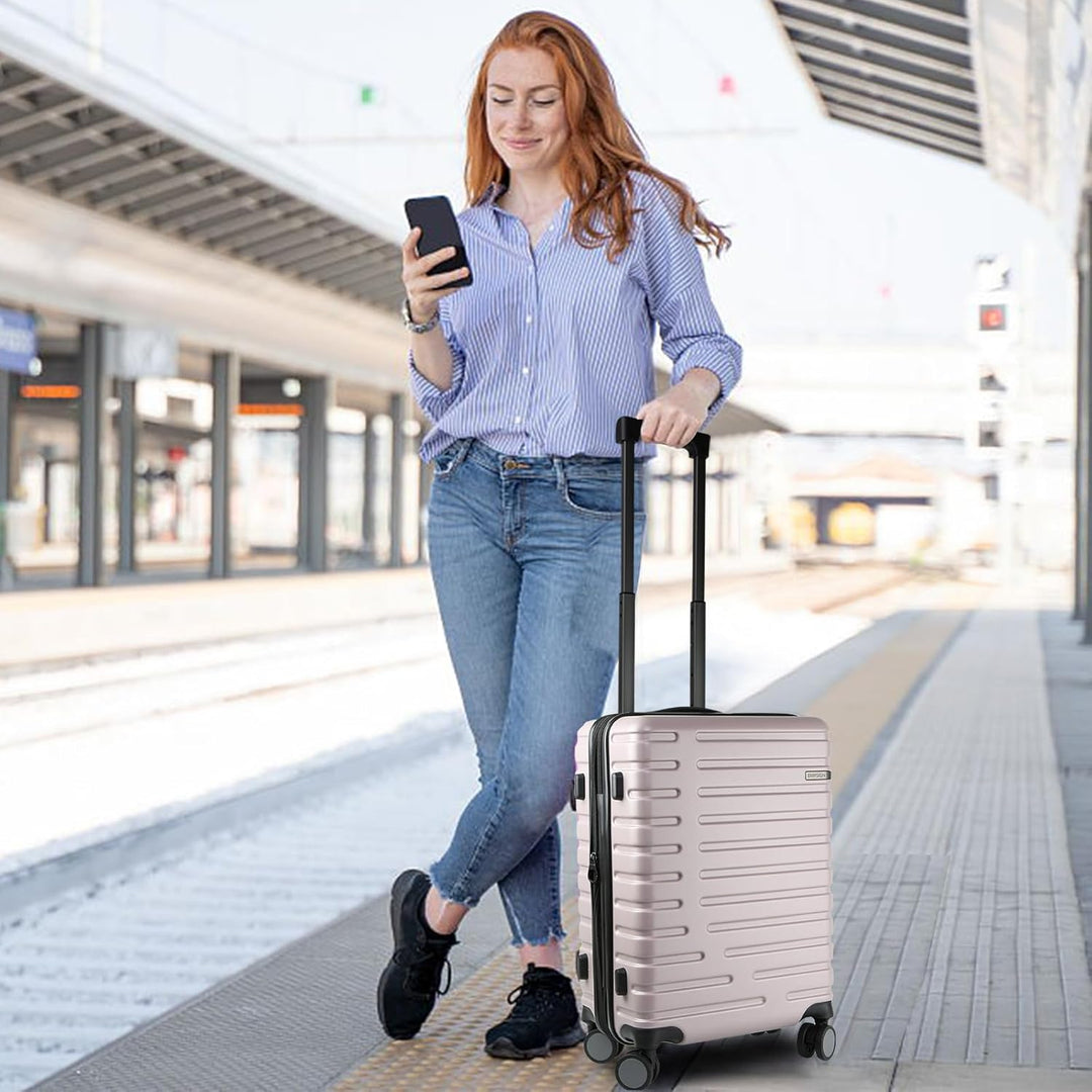 Veilige unisex uitbreidbare reiskoffer, harde schaal, spinnerwielen en TSA-slot voor gemoedsrust.