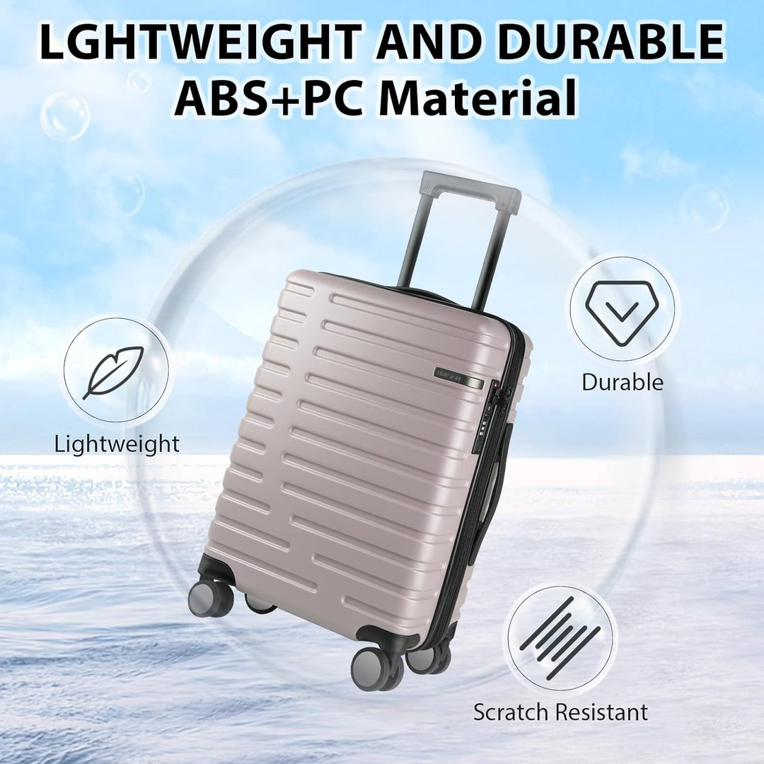 Compacte unisex uitbreidbare reiskoffer, harde schaal, spinnerwielen en TSA-slot, ideaal voor korte reizen.