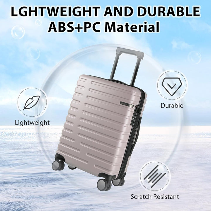Compacte unisex uitbreidbare reiskoffer, harde schaal, spinnerwielen en TSA-slot, ideaal voor korte reizen.