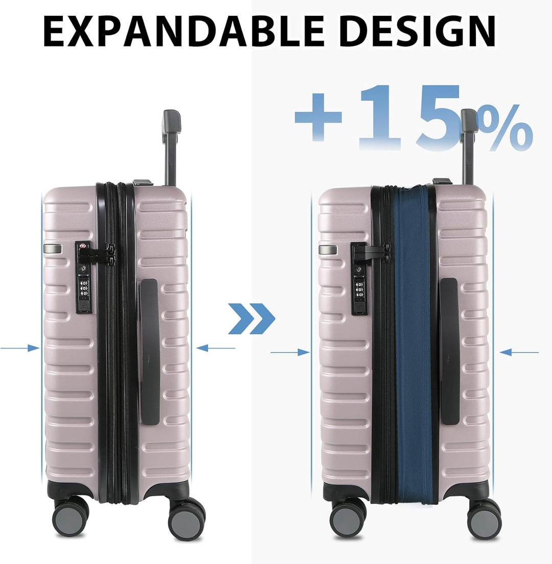 Unisex harde schaal uitbreidbare reiskoffer met spinnerwielen en TSA-slot, ergonomisch ontwerp.