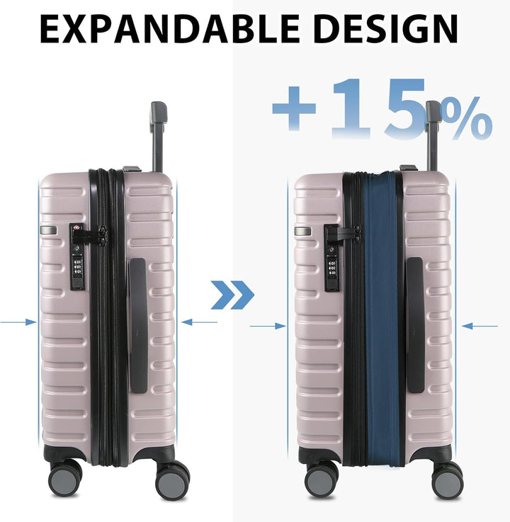 Unisex harde schaal uitbreidbare reiskoffer met spinnerwielen en TSA-slot, ergonomisch ontwerp.