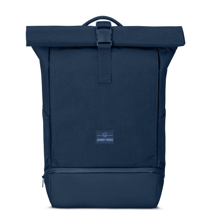 Binnenkant UrbanFlow rolltop rugzak met beschermend laptopvak en handige organisatorische vakken.