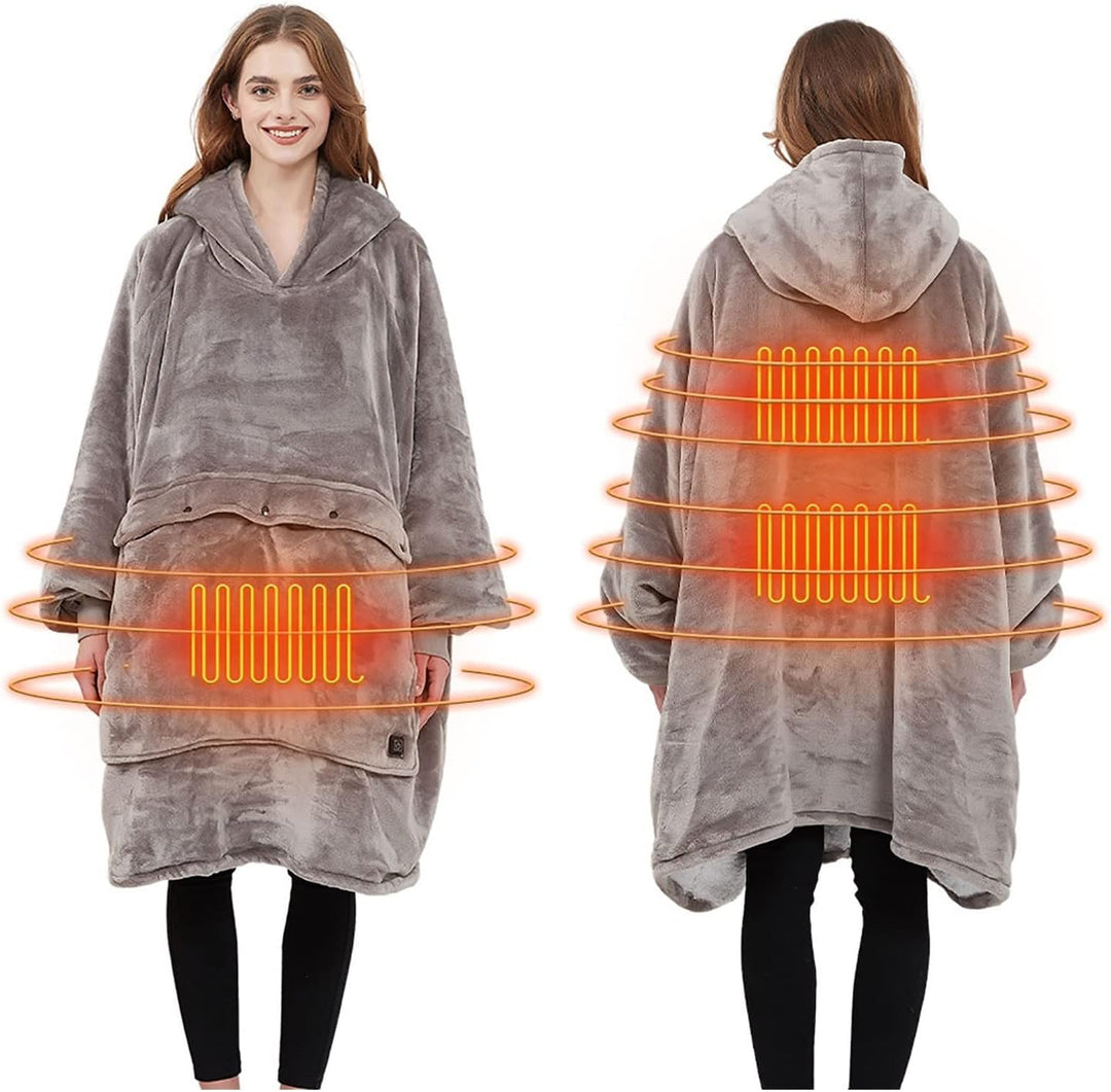 Unisex verwarmde oversize hoodie, perfect als draagbare deken of warme trui voor ultiem wintercomfort thuis.