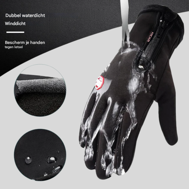 Waterafstotende verwarmde fietshandschoenen met anti-slip grip voor mountainbiken en wintersport.