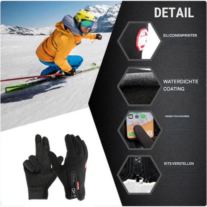 Duurzame verwarmde outdoorhandschoenen voor wintersport en wandelen, met touchscreen compatibiliteit.