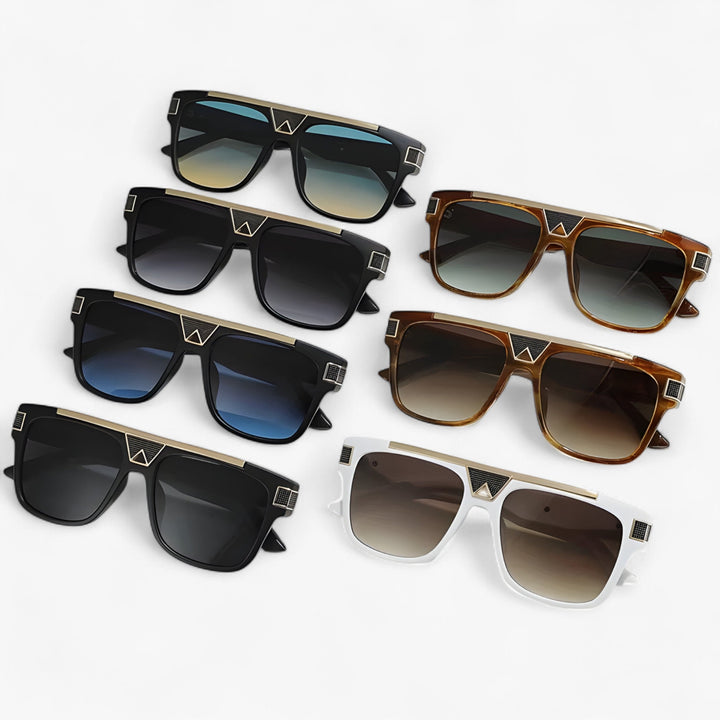Stijlvolle unisex piloten zonnebril met bruine spiegelglazen. Vintage look, UV400 bescherming, perfect mode statement.
