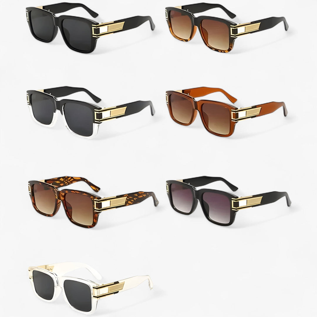 Stijlvolle unisex vintage vierkante zonnebril. Zomermode accessoire met druppeldetail en UV400.