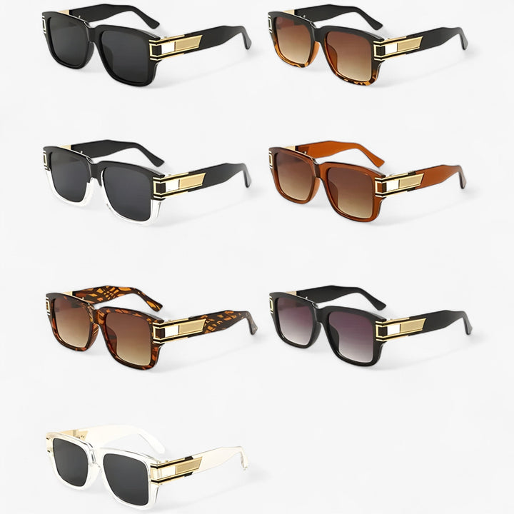 Stijlvolle unisex vintage vierkante zonnebril. Zomermode accessoire met druppeldetail en UV400.