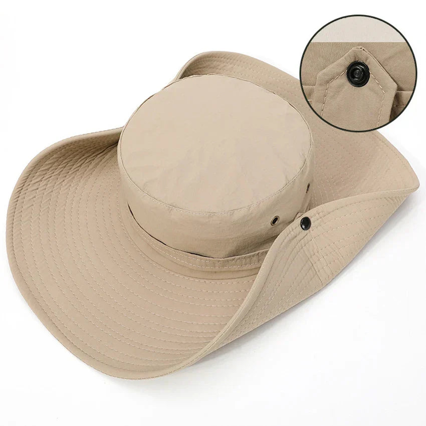 Comfortabele unisex zomerhoed met kinband, waterafstotend en ademend, essentieel voor al je outdoor avonturen.