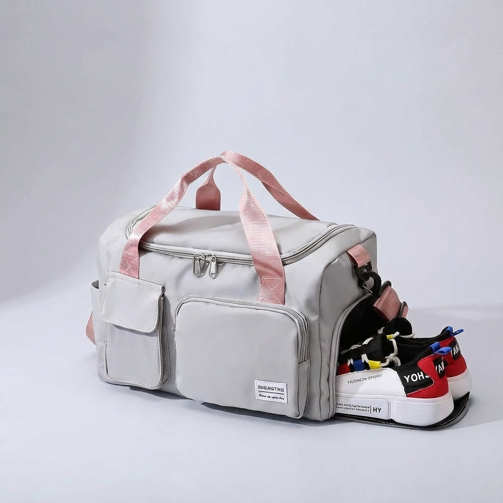 Duurzame Travellea nylon duffel reistas, waterbestendig, perfect als sporttas of weekendtas voor georganiseerde reizen.