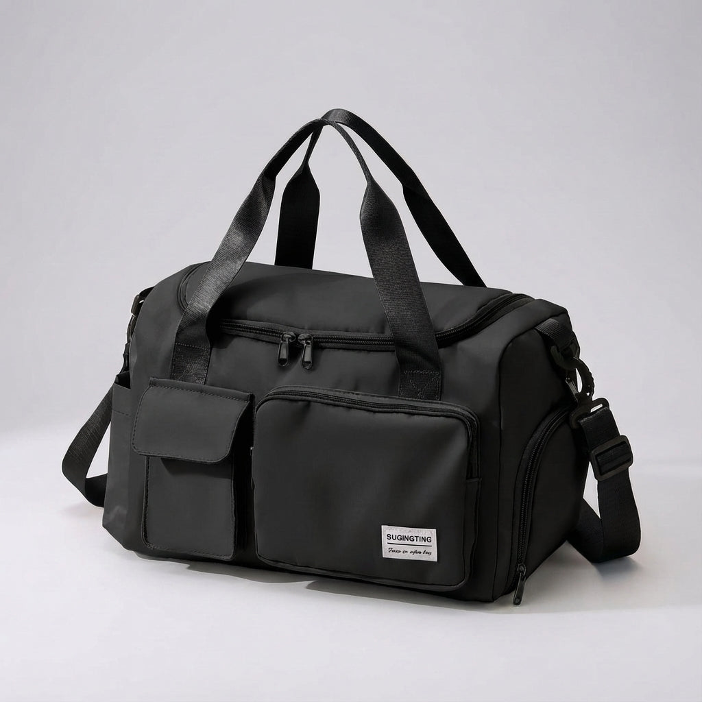 Travellea unisex waterbestendige nylon duffel reistas. Ideale weekendtas met schoenen- en natvak voor al je spullen.