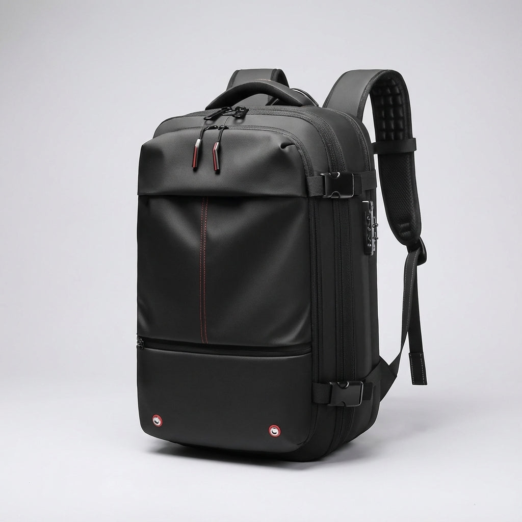 Compacte waterdichte compressie backpack, perfect voor reizen en ruimtebesparing in bagage.