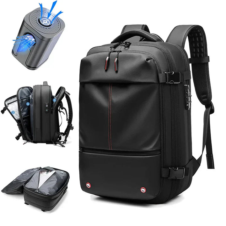 Waterdichte laptoptas & rugzak met organizer; veilig voor elektronica op reis, unisex.