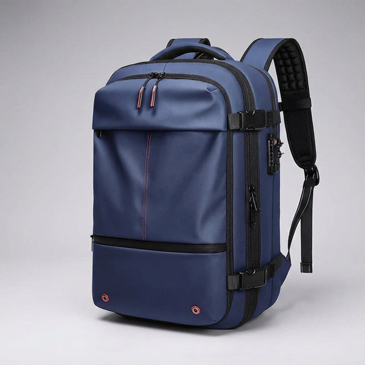 Waterdichte reisrugzak met compressie, comfortabel en ruim voor lange trips.