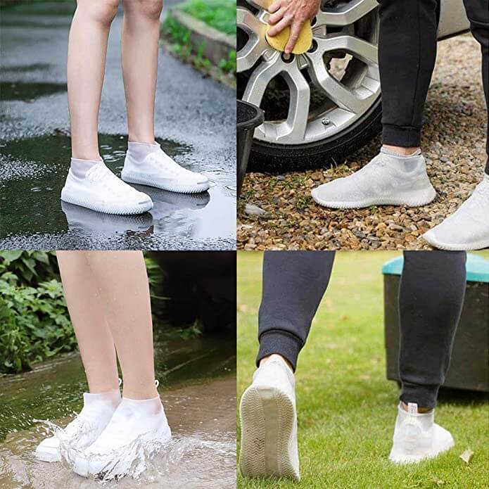 Antislip silicone schoenbeschermers; houden je schoenen droog en schoon tijdens regenachtige dagen of modderige tochten.