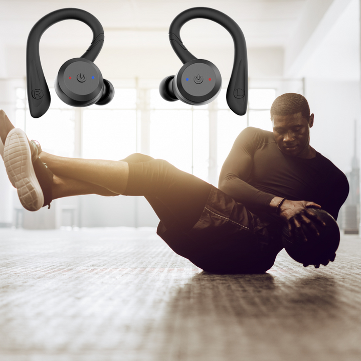 Waterdichte IPX7 draadloze oordopjes, ideaal voor hardlopen, zwemmen en workouts. Heldere audio.